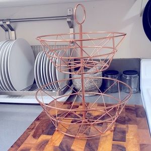 Two tier copper fruit basket